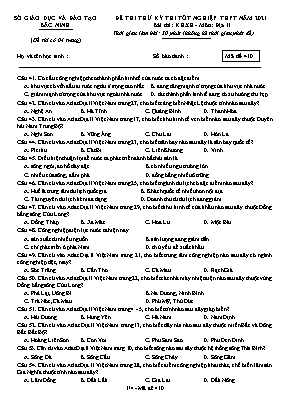 Đề thi thử Tốt nghiệp THPT môn Địa lí - Mã đề 410 - Năm học 2020-2021 - Sở giáo dục và đào tạo Bắc Ninh (Có đáp án)